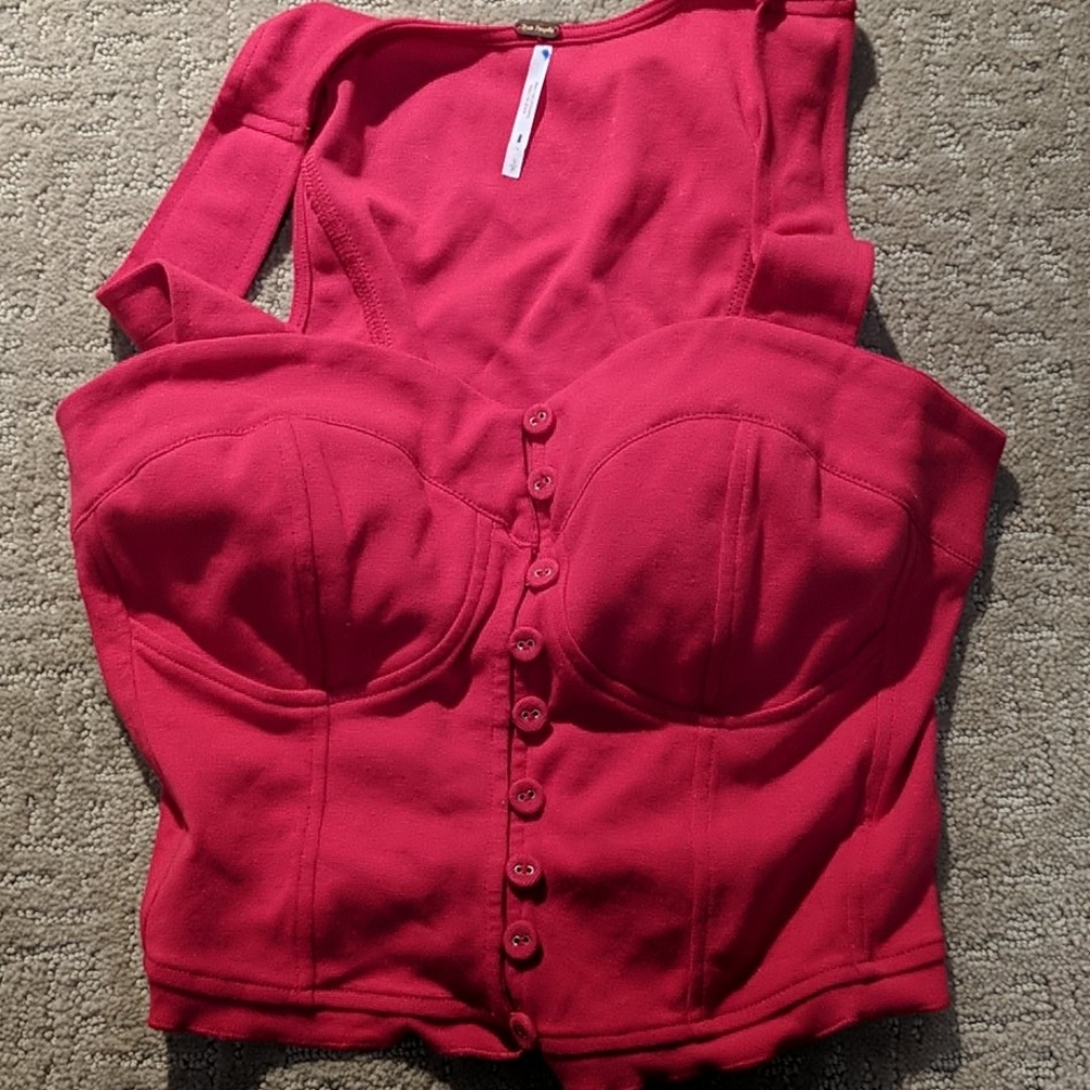 Free people red crop top sz s